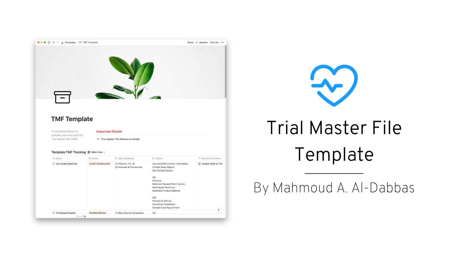 Trial Master File (TMF): Notion Template